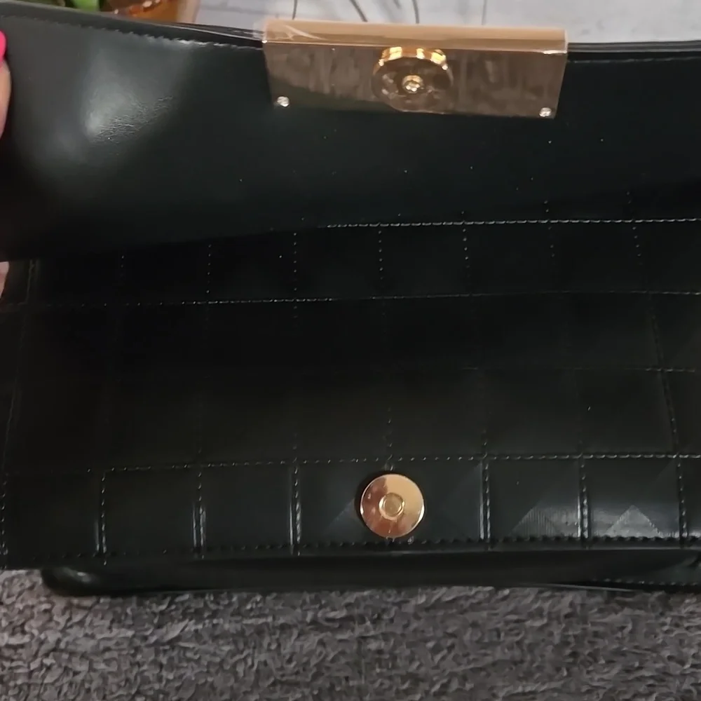 Rebecca Minkoff Black Quilted Shoulder Bag with Gold Studs